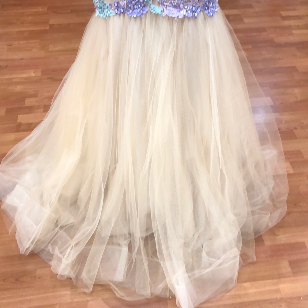 ✔️ Nude-lilac-mint prom dress with rhinestones - Picture 3 of 8